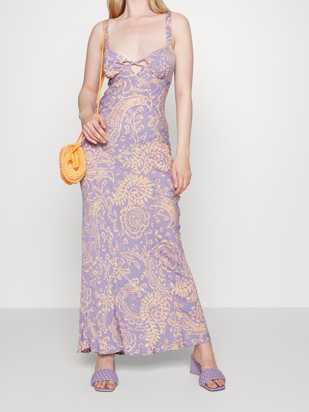 Free People Mystical Mindset Printed Maxi Slip‎ Dress Dusty Lilac Combo / Small